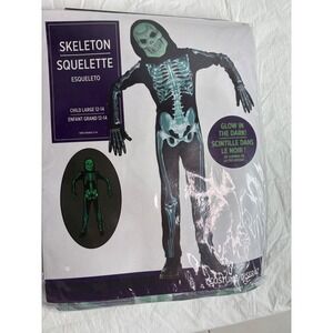 Kids Skeleton Costume Jumpsuit Glow in the Dark Halloween Large 12-14